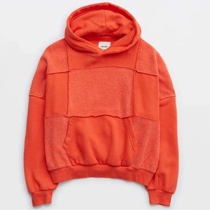 Aerie Patchwork Hoodie- Bright Red